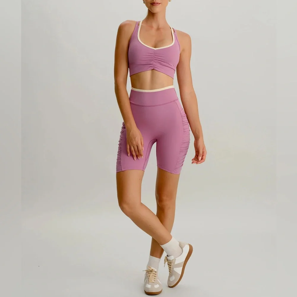 Berlook Activewear Pink V Neck X Cross Sports Bra